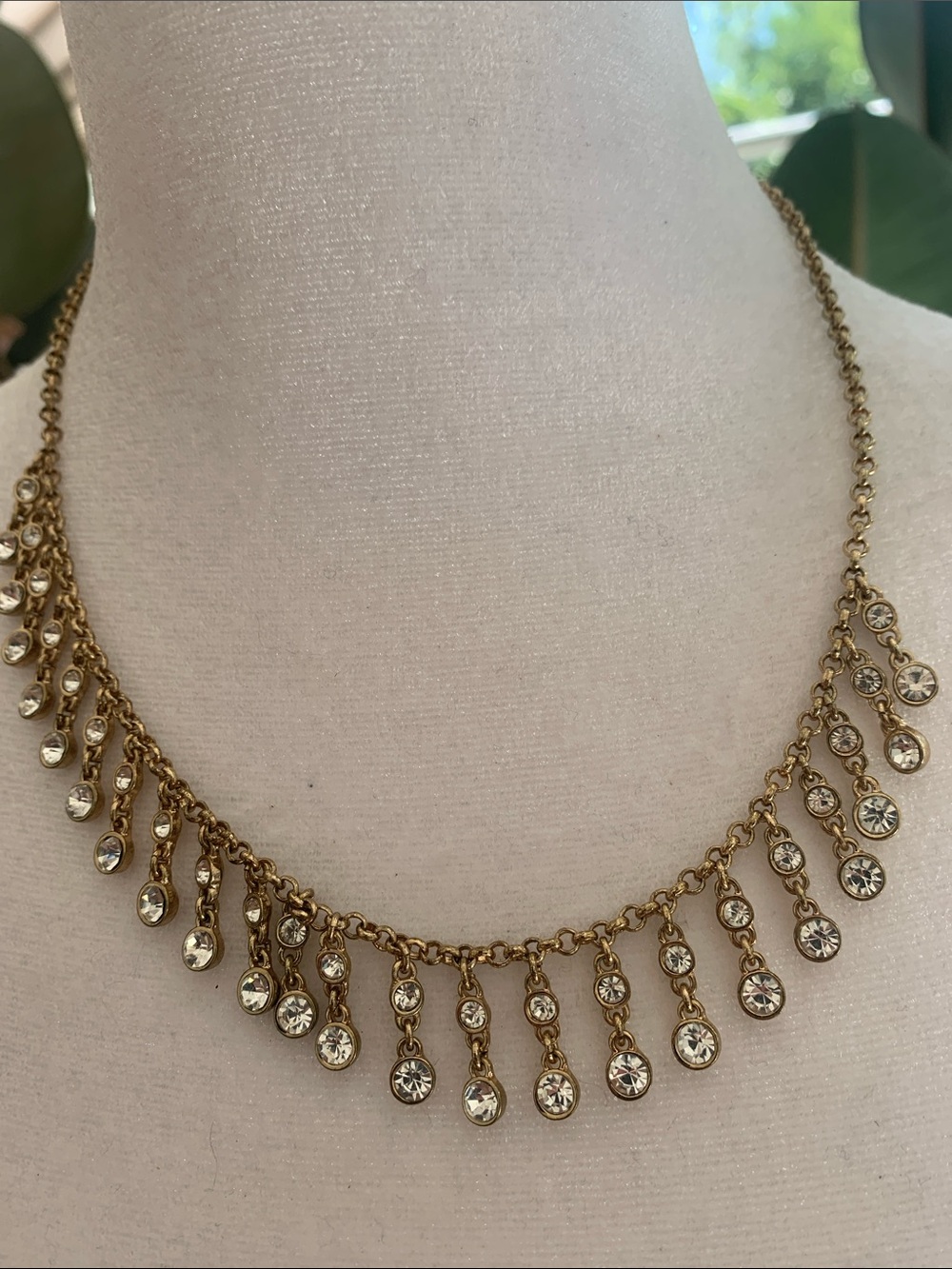 J. Crew Gold-tone Crystal Teardrop Fringe Necklace